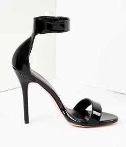 Pleaser Retro Style Black Patent Ankle Strap Sandal Pumps Shoes