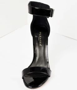 Pleaser Retro Style Black Patent Ankle Strap Sandal Pumps Shoes