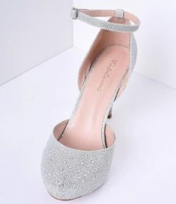 Pleaser Silver Metallic Rhinestone D'Orsay Covet Heels Shoes
