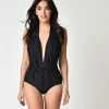 Swimwear Unique Vintage Black Halter Shirred Derek One Piece Swimsuit